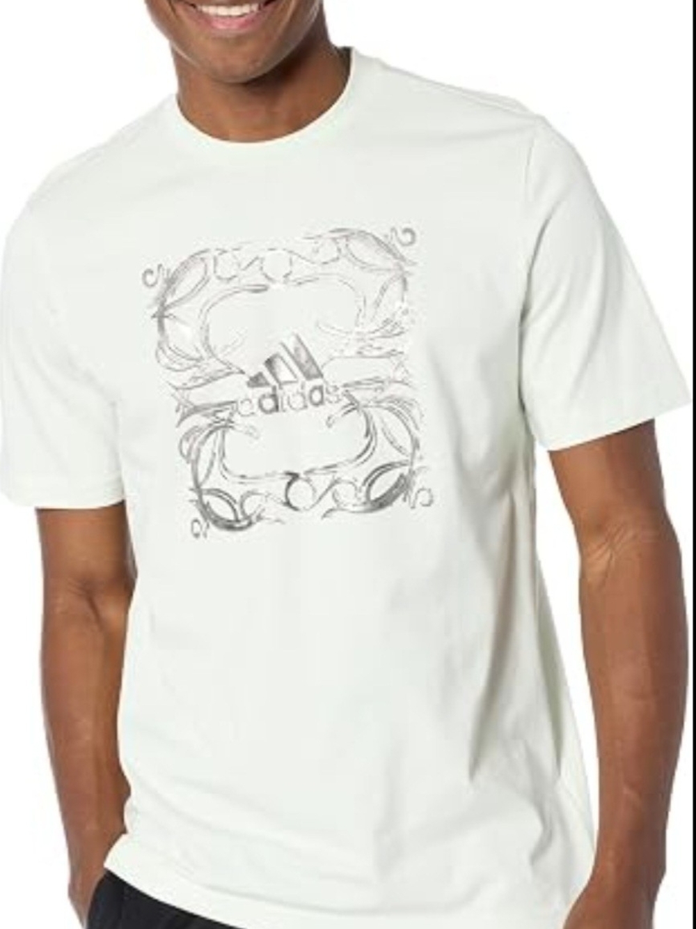Adidas Men's White Graphic Logo Tee